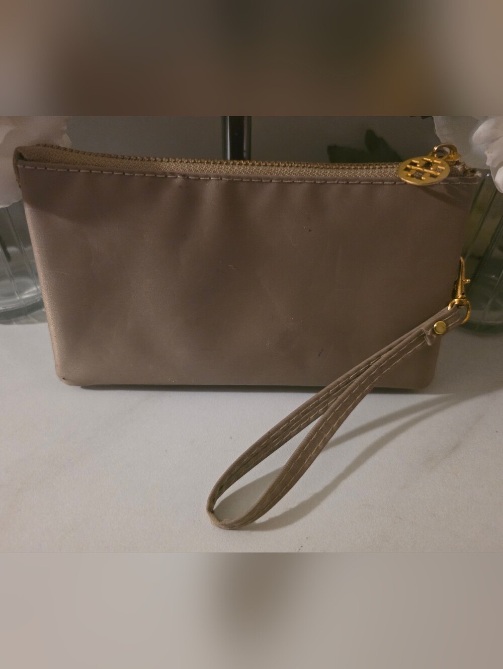 Tory Burch Taupe Logo Wristlet - Picture 3 of 6